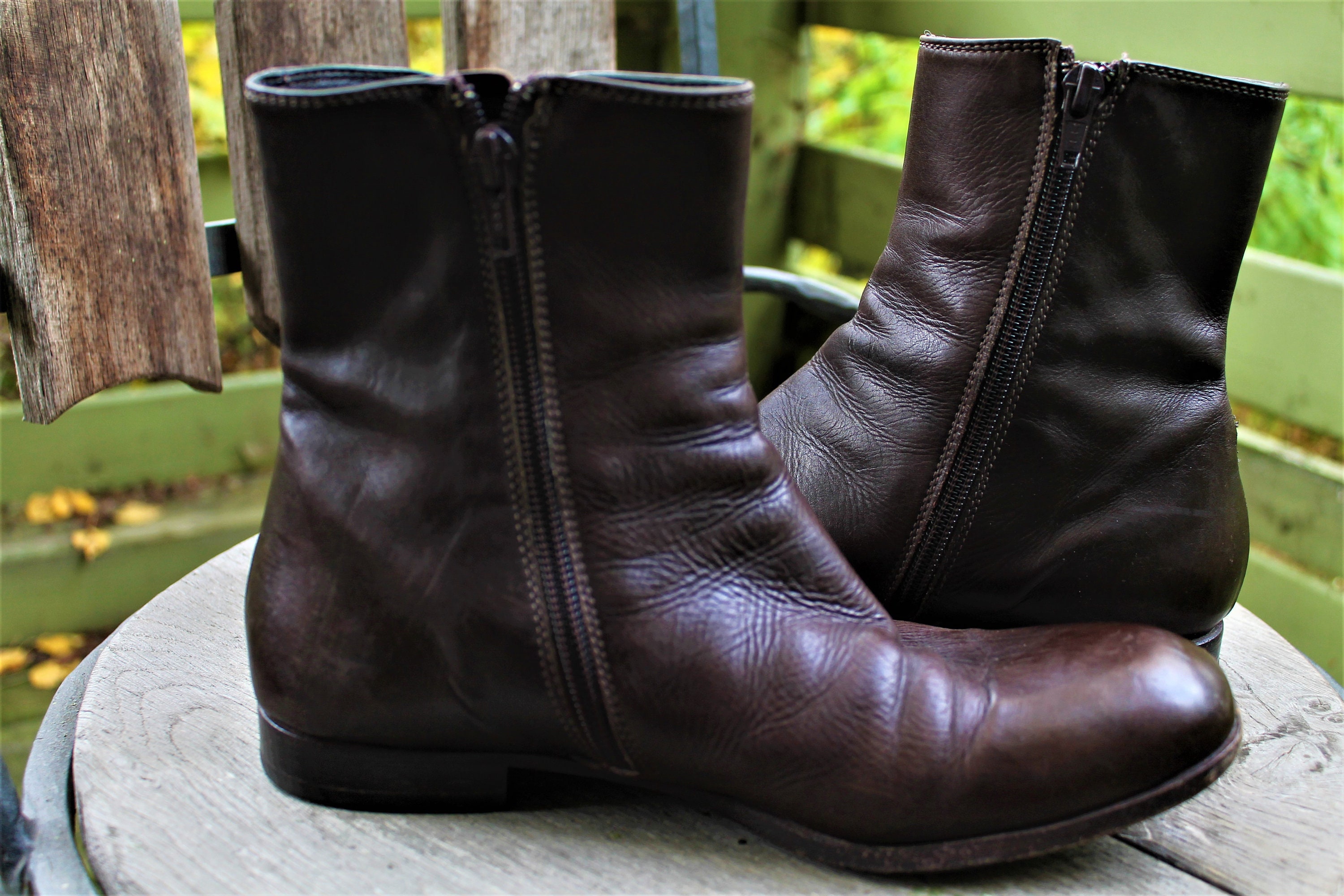 Bottes Vintage Marron Foncé EOLE Italie Taille 36,5 - Cuir, Talon >7 Cm, Occasion