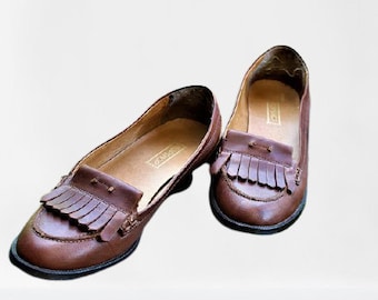 Shoes brown leather pumps boots women vintage Size 40-41/ 25.5 cm / 6.5 UK/ 9 US/ 10 US