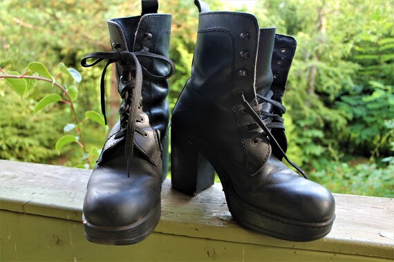 Black Bullhead women ankle boots vintage shoes gru