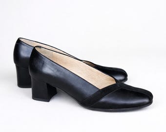 Schoenen zwarte vintage pumps dames met medium hakken Simona Fashion Maat 5UK, 38EU, 7,5 VS, 24,5 cm