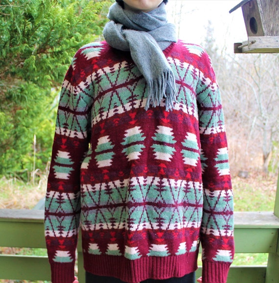 Vintage wool men sweater Scotch red green pullove… - image 2