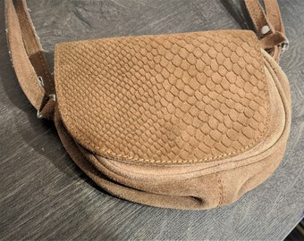 vintage petit sac à bandoulière sac à main marron cuir daim femme cadeau pour elle