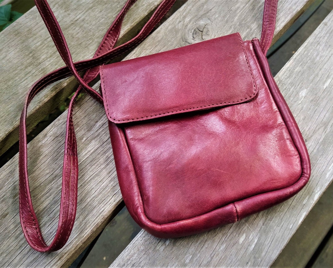 Vintage Red Leather Cross Body Shoulder Bag Women Small Mini Etsy