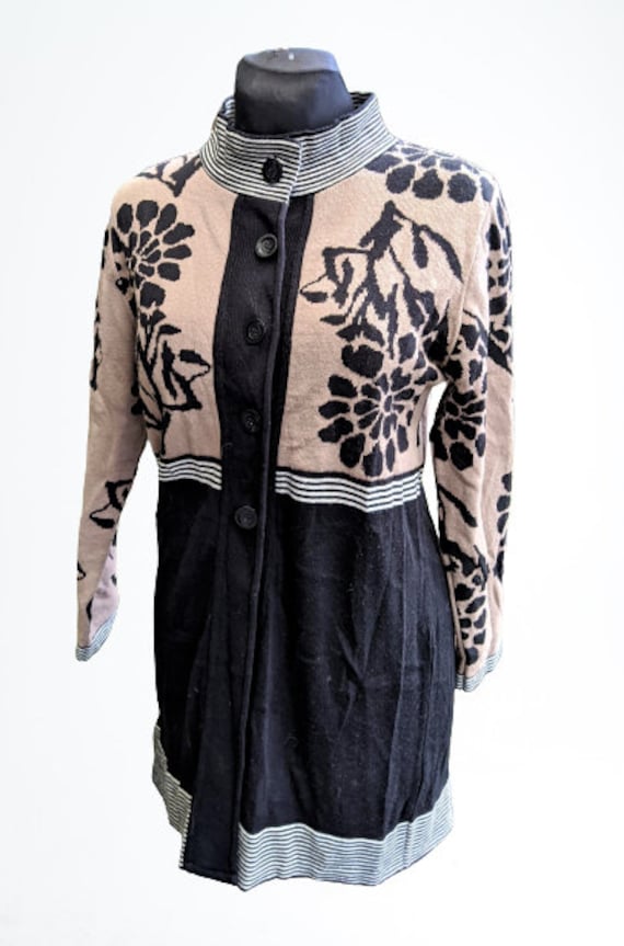 Marron noir cardigan vintage femme pull floral long Taille M Laura Kent Etsy France