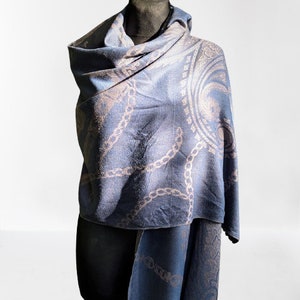 Bleu beige écharpe châle envelopper les femmes vintage cadeau pour son Noël