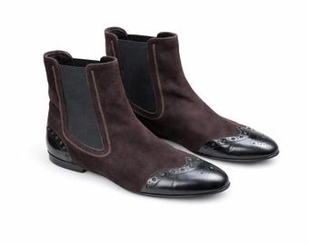 Brown Tods suede leather vintage ankle boots lace no heels women Size 39 EU/ 8.5 US/ 6 UK