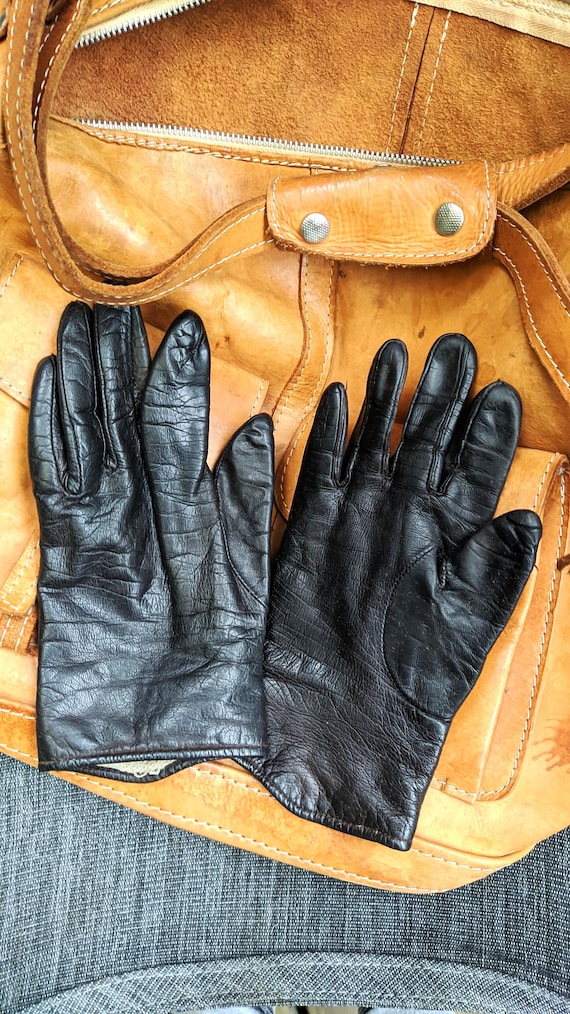 Black Leather Gloves Vintage Women Size Small S Etsy Canada