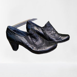 Black leather medium heels shoes women pumps Size 39 EU/ 6 UK/ 8.5 US