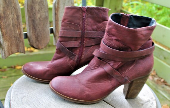 dark red ankle boots uk