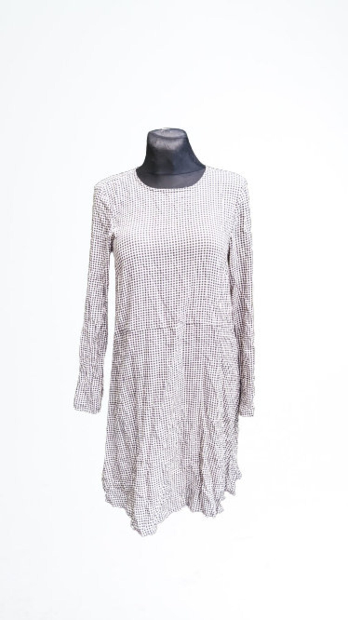 Vintage dress women tunic black white Size S 36 EU, foto 2 di 5