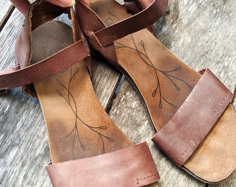 Vintage brown sandals women leather Size 40 EU/ 9 US/ 6,5 UK
