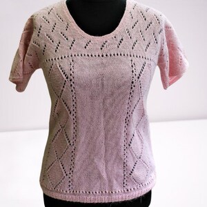 Vintage pink mohair NEW sweater blouse knitted women top vest gift for her Size M L