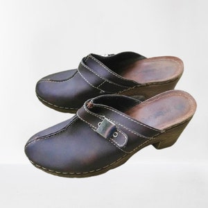 Vintage marrone zoccoli pantofole scarpe donne muli marroni comodi Inblu Taglia 41 EU/ 7 UK/ 9.5 US