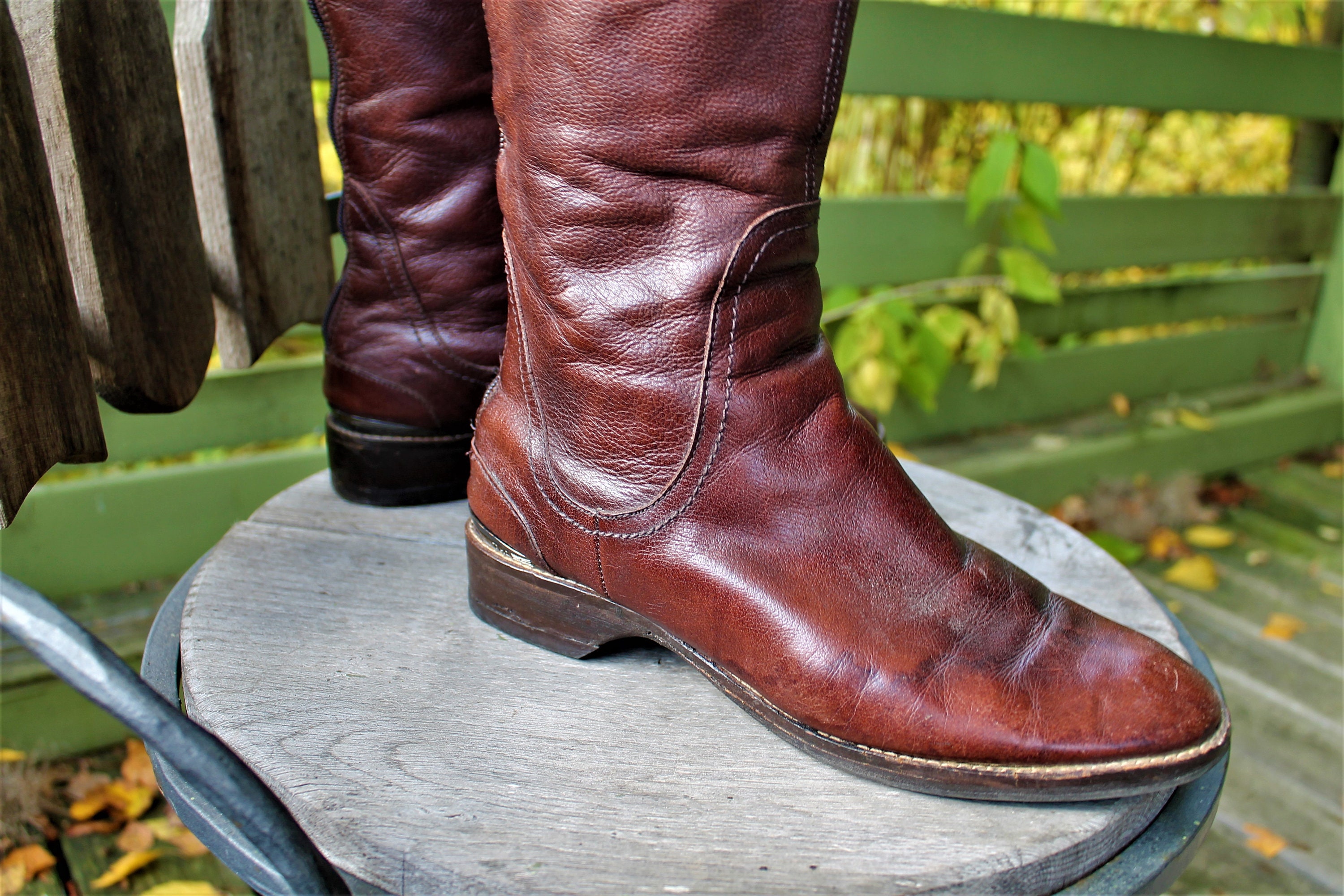 Brown Vintage Leather Boots Knee High Women Tommy Hilfiger Shoes Size ...