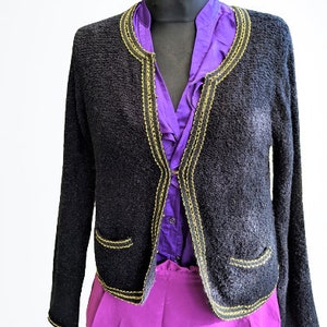 Vintage schwarz gold Cardigan Pullover Jacke Damen traumhaft klassisch Gr. M L