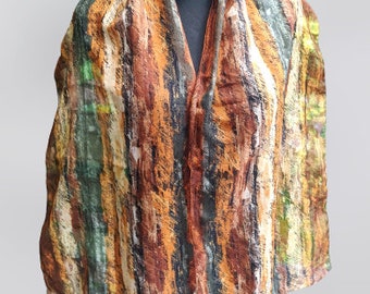 Vintage brown scarf chiffon autumn colors unisex
