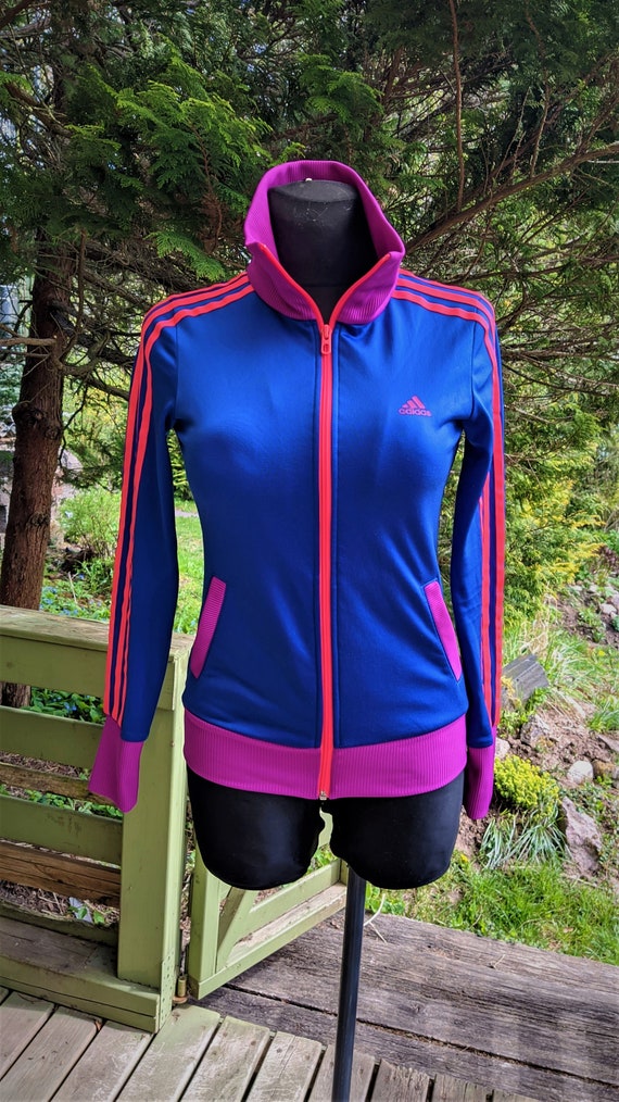 Vintage ADIDAS jas vrouwen blauw roze meisjes tieners Maat XS - Etsy België