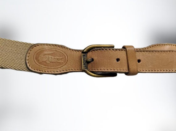 Beige Vintage Belt Leather Canvas Lacoste Women Unisex -
