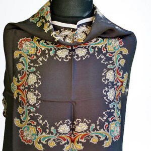 Bufanda gris negro antracita verde rojo accesorio verano 1970s regalo vintage para su
