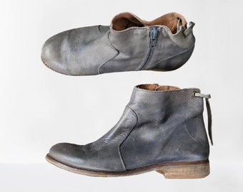 Grey ankle boots leather women shoes small Sixtyseven made in Spain Size 6 US/ 3.5 UK/ 36 EU