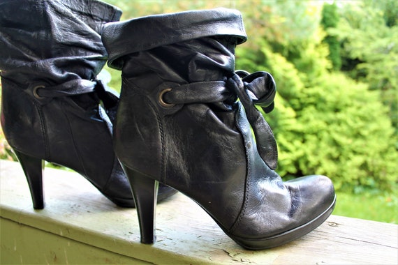 black leather heeled ankle boots uk