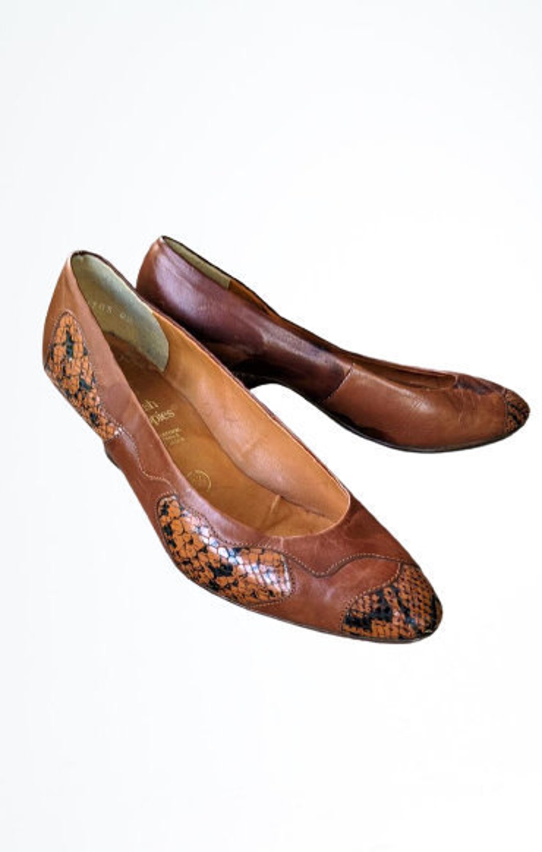 Brown Vintage Shoes Pumps Medium Heels Leather Women Size 37.5 Etsy