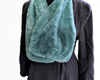 Vintage coat women black blue wool with shawl Size S 36