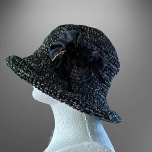 Grauer Vintage Eimerhut gehäkelt romantisch shabby shic tragbare Kunst Frauen Kostüm Boho Geschenk für sie