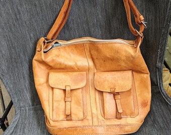 vintage brun sac à bandoulière cuir jaune grande taille unisexe fabriqué en Inde fait à la main