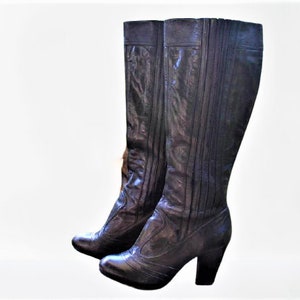 Nero vintage tacchi stivali pelle donna ginocchio Clarks Taglia 4.5 UK/ 37.5 EU/ 7 US/ 24 cm/ 9.45 pollici
