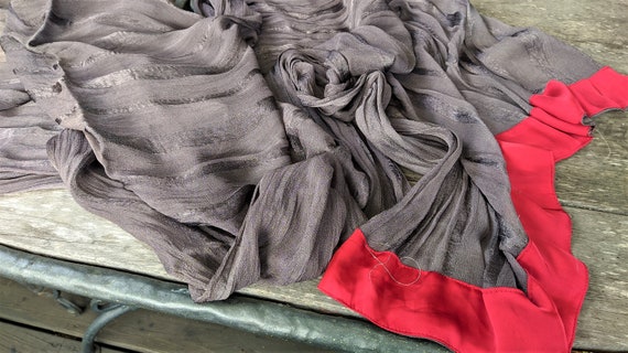 Vintage gray red shawl scarf wrap women gorgeous … - image 2
