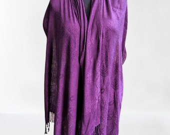 Vintage purple scarf wrap shawl women violet gift for her