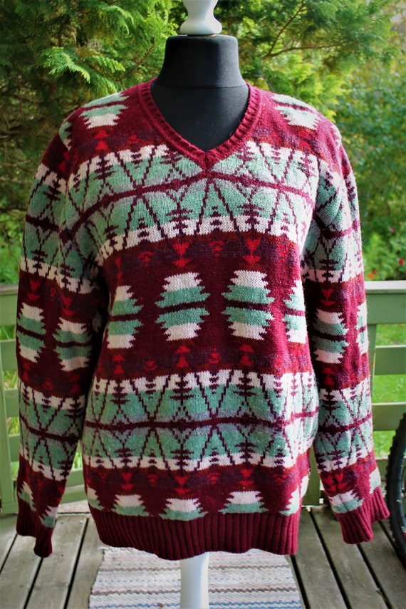 Vintage wool men sweater Scotch red green pullove… - image 6