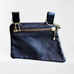 Negro cuero genuino monedero vintage monedero monedas bolsa hecha a mano unisex regalo para ella él
