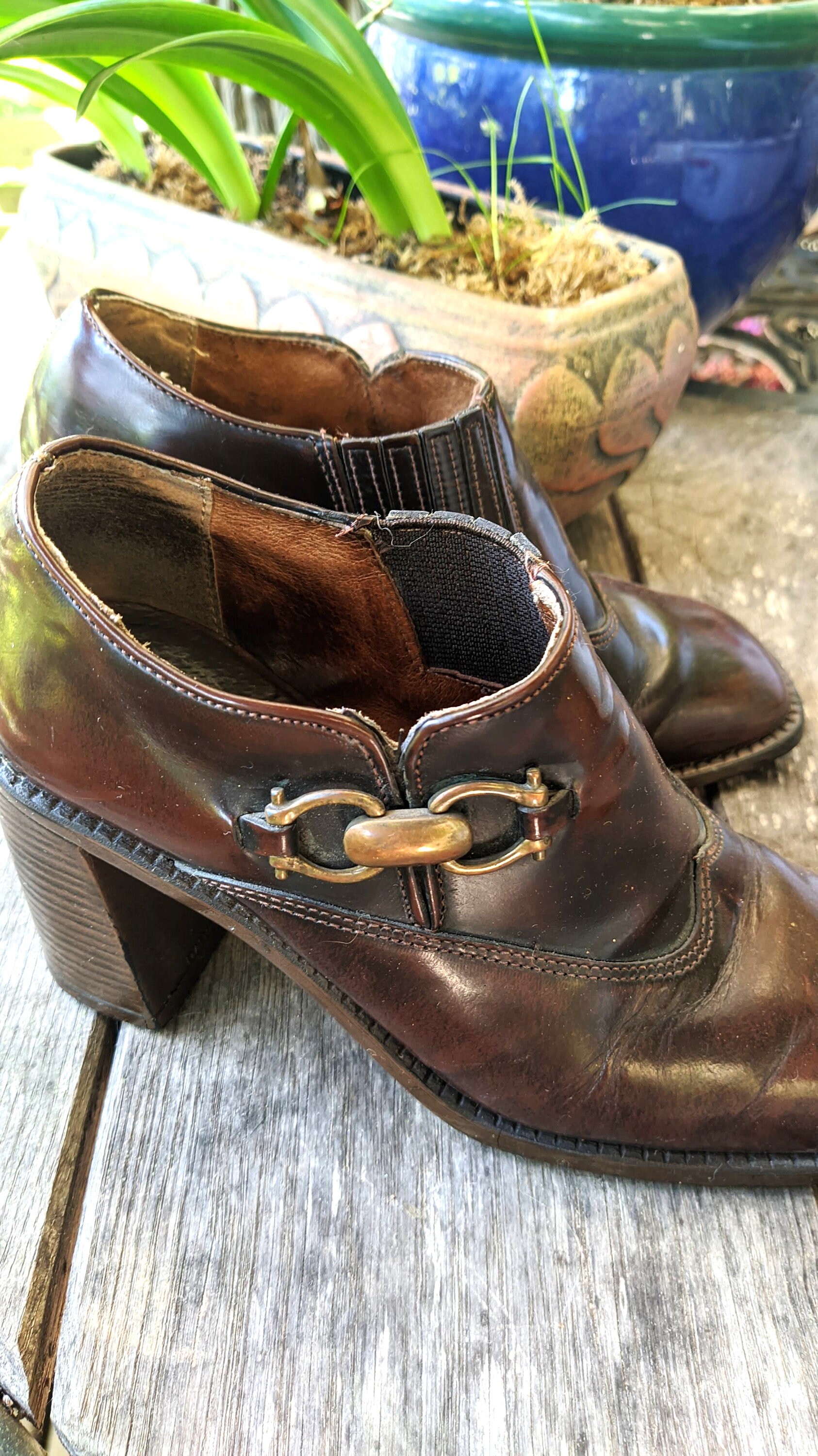 ビンテージ70's○DEADSTOCK CITY CLUBプレーントゥシューズ赤茶