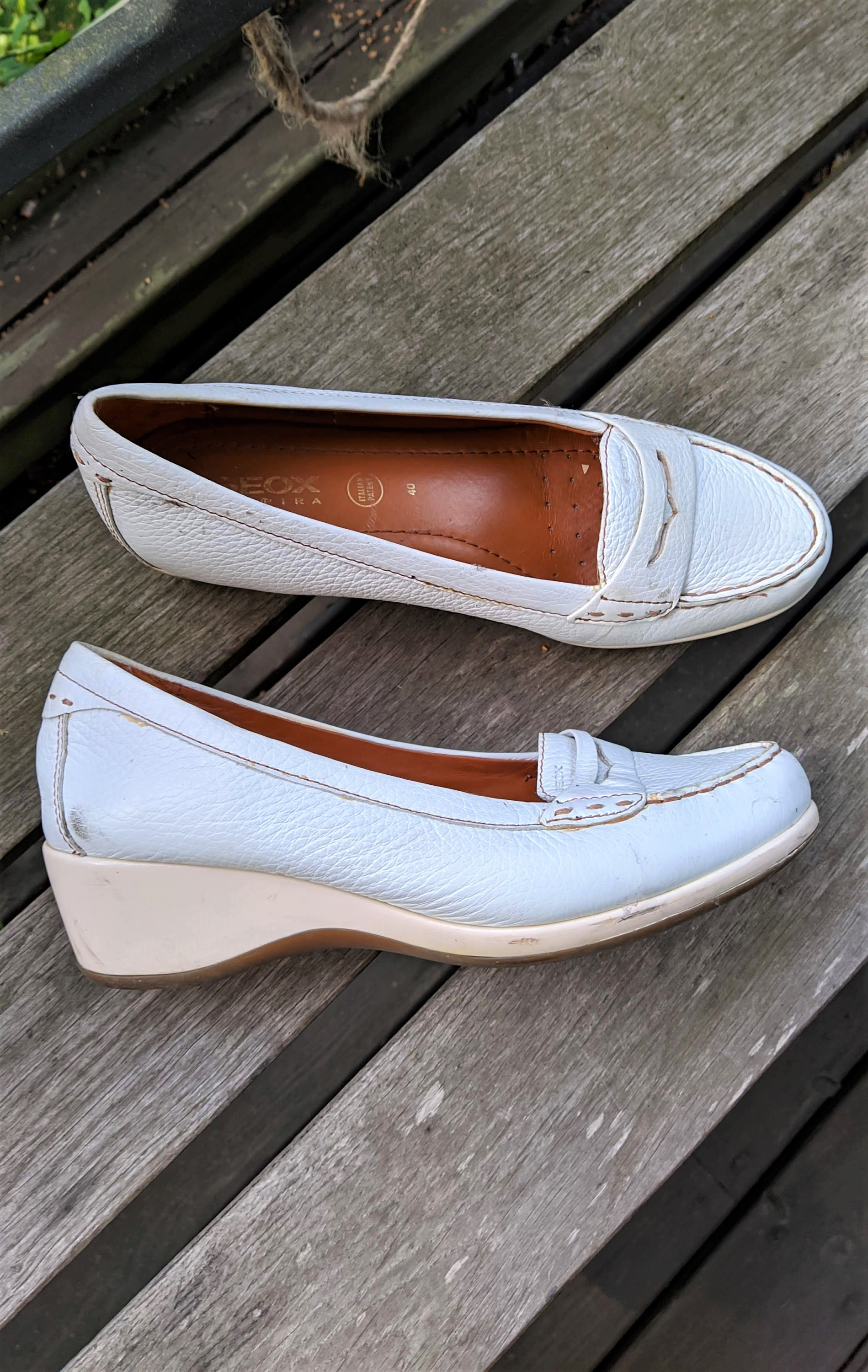 Cargado Una noche aspecto Zapatos vintage blancos para mujer bombas de cuero GEOX cómoda - Etsy México
