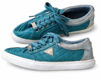Blue Shoes Women Vintage Guess Suede Leather Laced Sneakers  display picture 1