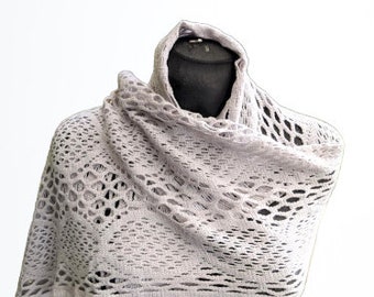 Grey vintage scarf lace soft warm Gift for her