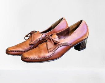 Zapatos de mujer de piel marrón vintage Rieker tacones bajos talla EU 37, US 6 1/2, UK 4