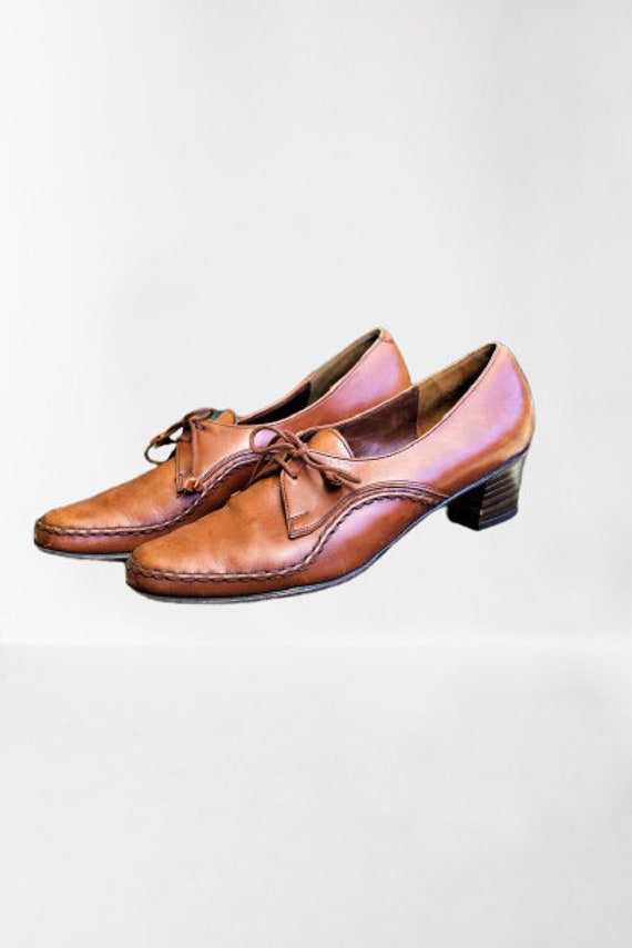 Buy Shoes Brown Leather Women Vintage Rieker Heels EU 37 Online in India - Etsy