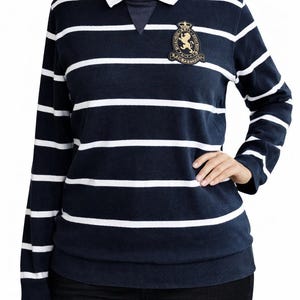 Pullover blau weiß gestreift vintage royal navy Baki und Abbracci Baumwolle Männer Gr. S M