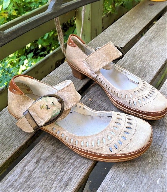 Vintage Shoes Sandals Leather Brown Rieker Etsy