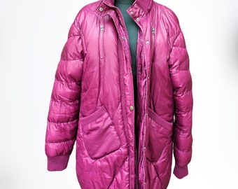 Vintage oversize jacket coat purple warm pink women unisex Ulla Popken Size L XL  46/48