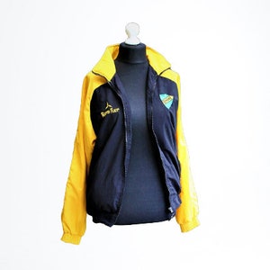 Windbreaker black yellow vintage sport jacket unisex RAPID FLEX Size L