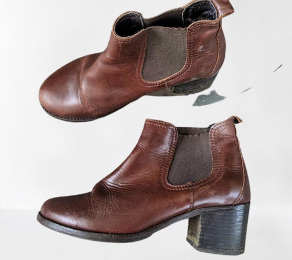 Brown leather top ankle boots uk
