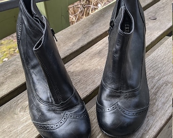 Zapatos vintage negros para mujer, tacones de piel oxford, talla 40 UE/ 9 EE. UU./ 6,5 Reino Unido
