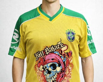 T shirt vintage yellow sport green pirate anime tees print unisex skull Size M