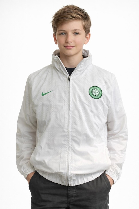 White Adidas Sport Jacket Vintage Unisex Kids Irish Clover Green