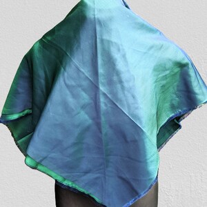 Green blue scarf taffeta vintage unisex
