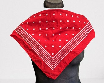 Vintage rot weiß Punkte Baumwolle Schal mittlerer Größe